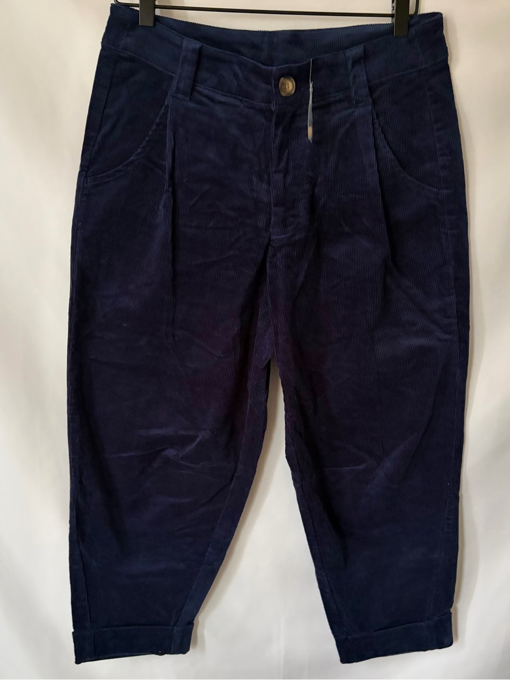 NWT Me by Jennie Garth Rogue Barrel Leg Corduroy Pant Navy 8P
